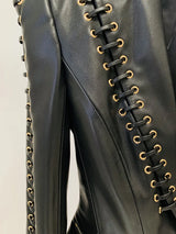 Women’s Leather Jacket with Rope Lacing | Stylish Short Jacket
