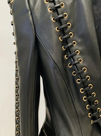 Women’s Leather Jacket with Rope Lacing | Stylish Short Jacket