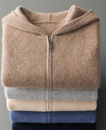 Men’s Knitted Hoodie | Zip-Up Sweater | Soft Hooded Knit | Autumn Layering Piece