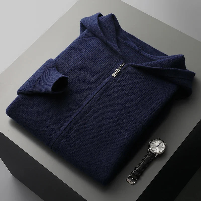 Men’s Knitted Hoodie | Zip-Up Sweater | Soft Hooded Knit | Autumn Layering Piece