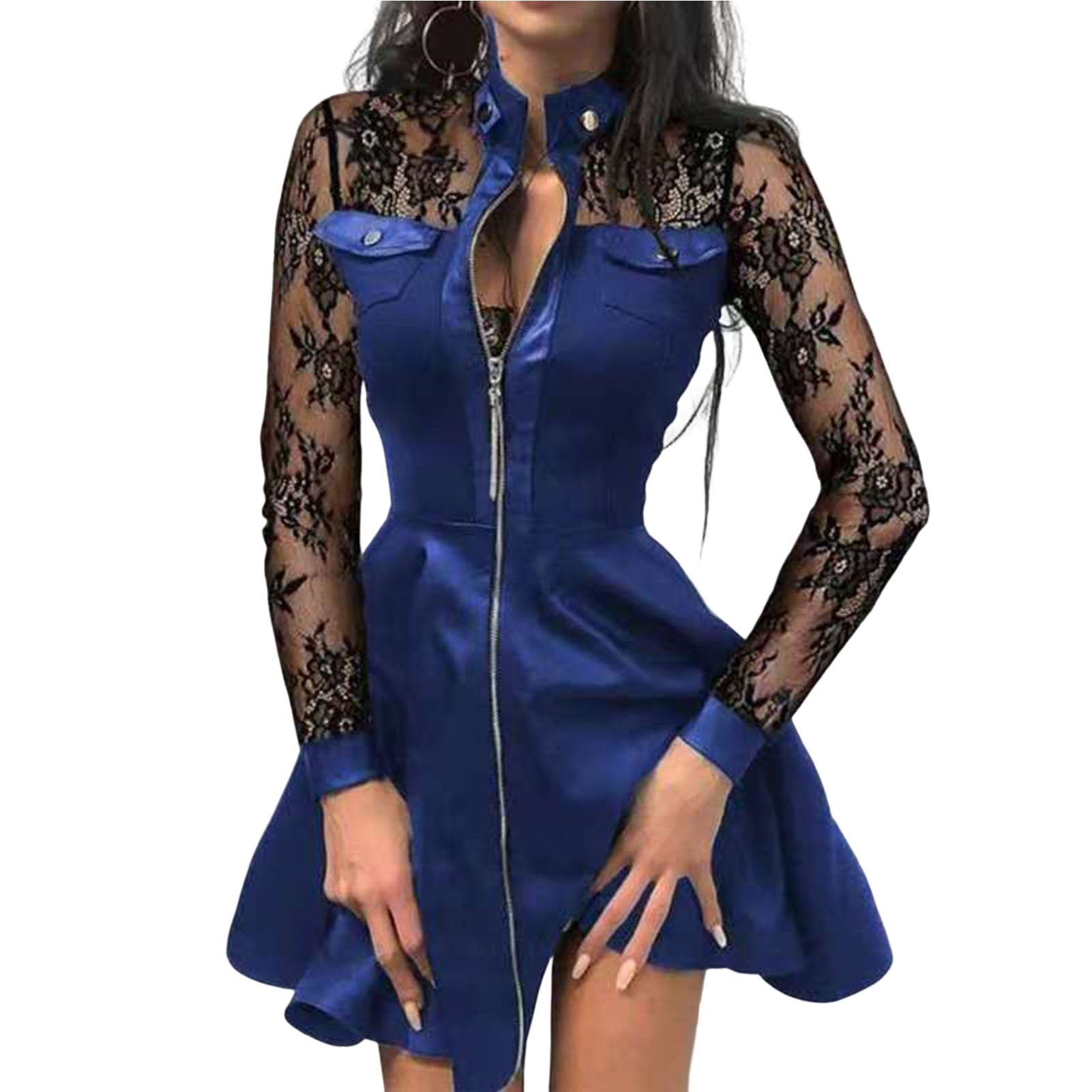 Women’s Gothic Zipper Dress in Slim Fit Style | Black Cocktail & Evening Party Dress