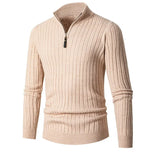 Men’s Ribbed Half Zip Jumper | High Collar Knit | Zip-Up Sweater | Tailored Fit