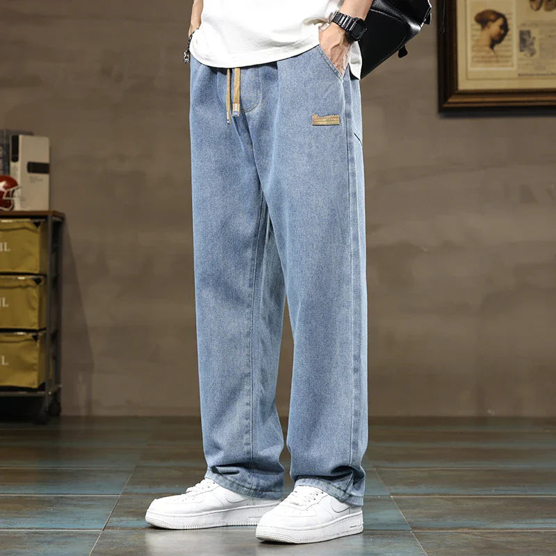 Men’s Drawstring Wide Leg Jeans | Relaxed Fit | Street Style