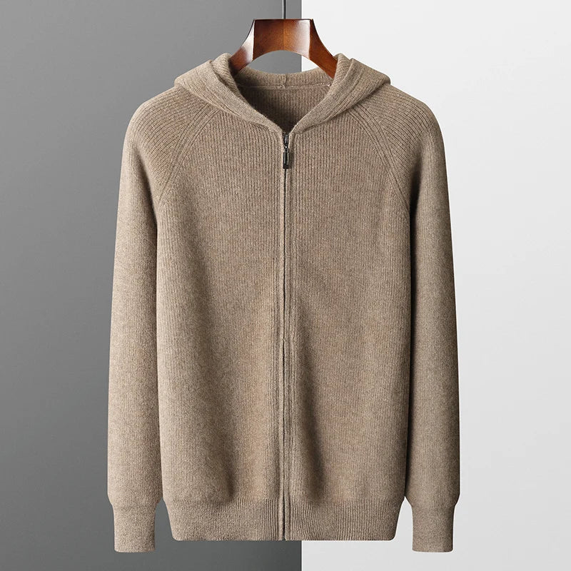 Men’s Knitted Hoodie | Zip-Up Sweater | Soft Hooded Knit | Autumn Layering Piece