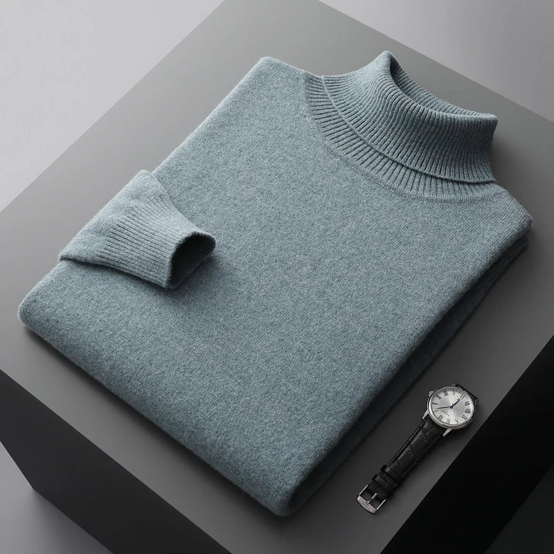 Men’s Turtleneck Jumper | Lightweight Roll Neck | Autumn Knitwear | Long Sleeve Layer