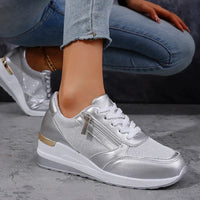 Women’s Metallic Trainers | Lace Up | Zip Detail