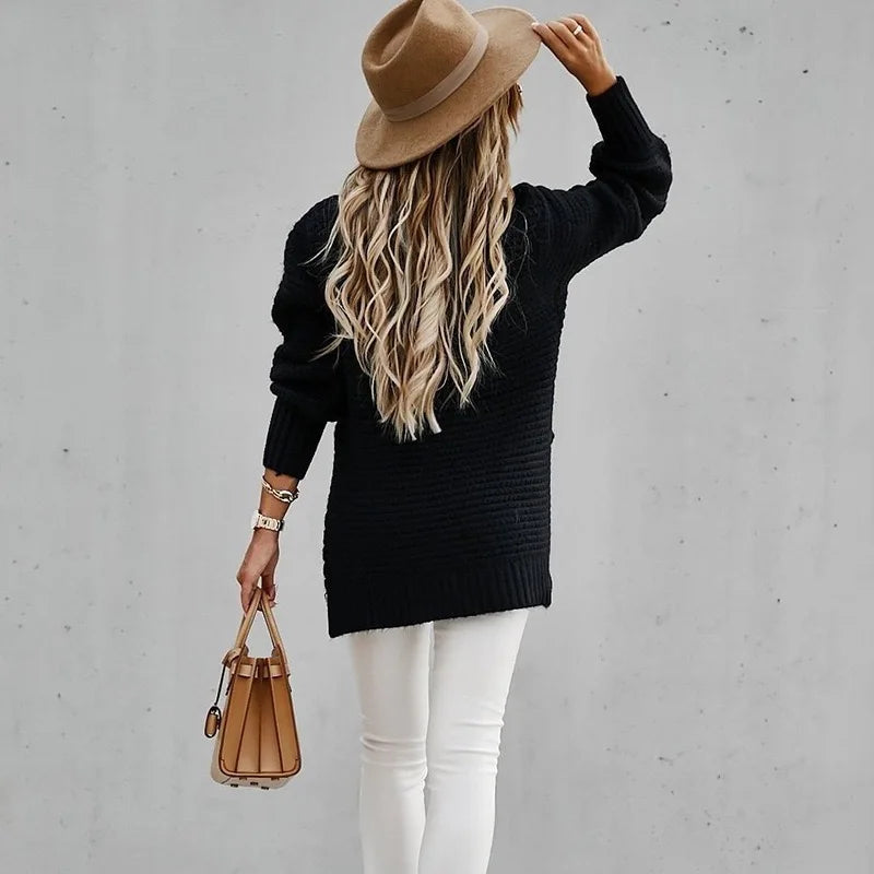 Women’s Turtle Neck Knit Cardigan in Chunky Coatigan Style | Warm Winter Layer