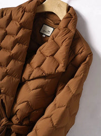 Women’s Long Down Jacket with Belt | Warm Puffer Winter Coat