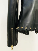 Women’s Leather Jacket with Rope Lacing | Stylish Short Jacket