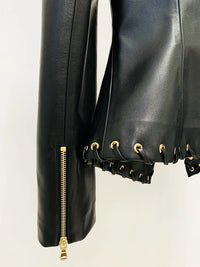 Women’s Leather Jacket with Rope Lacing | Stylish Short Jacket
