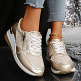 Women’s Metallic Trainers | Lace Up | Zip Detail