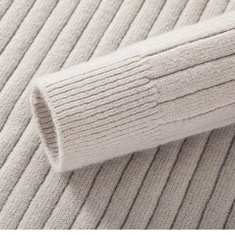 Men’s Ribbed Half Zip Jumper | High Collar Knit | Zip-Up Sweater | Tailored Fit