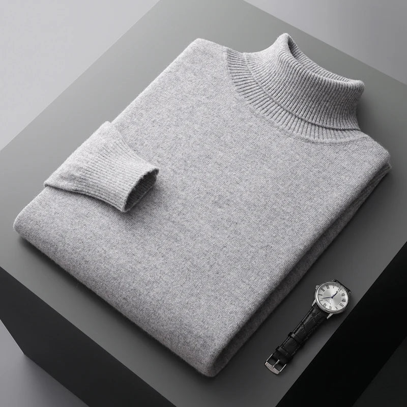 Men’s Turtleneck Jumper | Lightweight Roll Neck | Autumn Knitwear | Long Sleeve Layer
