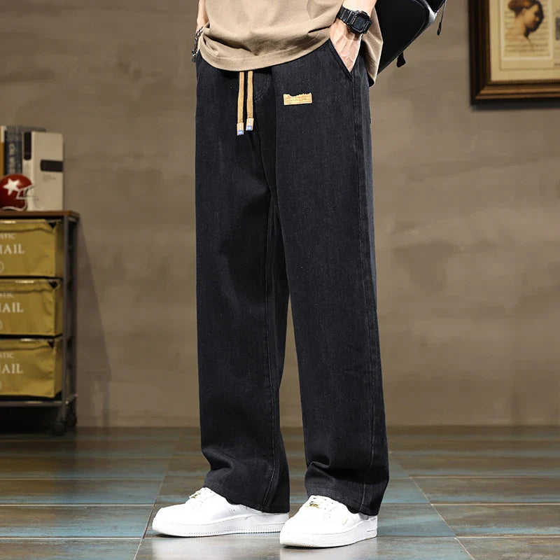 Men’s Drawstring Wide Leg Jeans | Relaxed Fit | Street Style