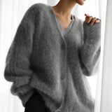 Women’s V-Neck Fluffy Cardigan | Ultra-Soft Knit | Cozy Lightweight Layer