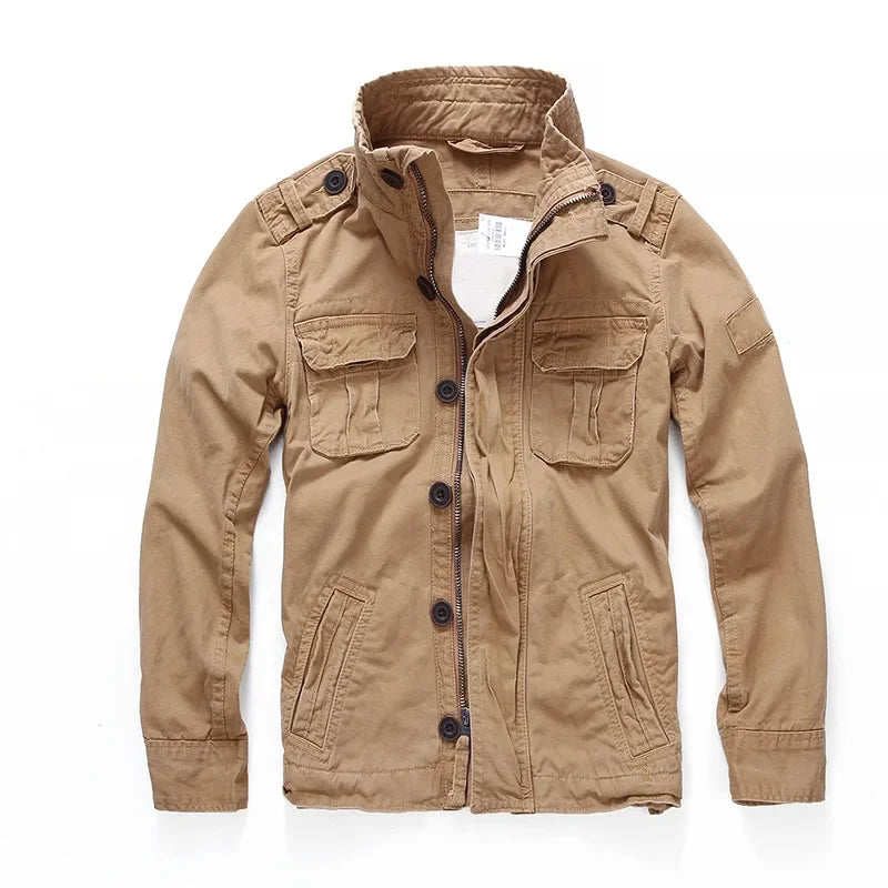 Men’s Cargo Denim Jacket | Multi-Pocket | Casual Outerwear