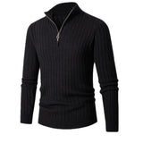 Men’s Ribbed Half Zip Jumper | High Collar Knit | Zip-Up Sweater | Tailored Fit