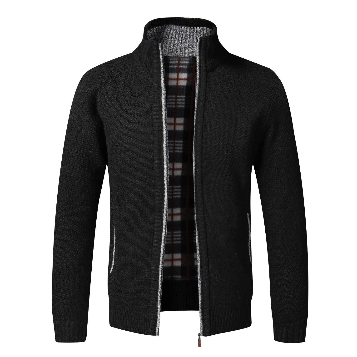 Men’s Knitted Cardigan with Full Zip Style | Warm Fleece Lined Winter Sweater
