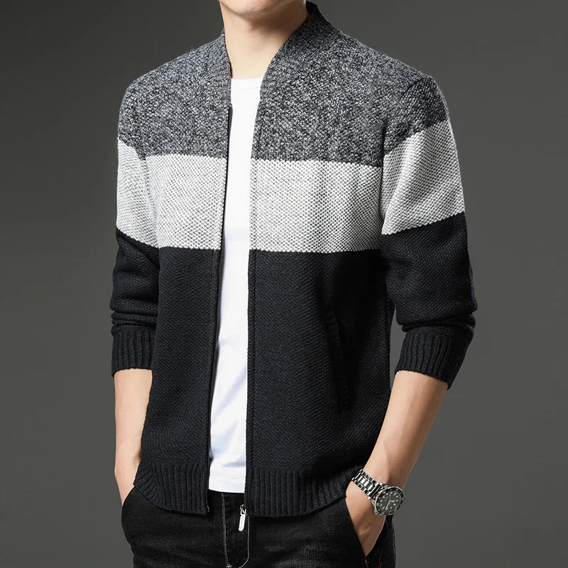 Men’s Cardigan with Zip Front Knit Design | Warm Autumn Winter Sweater