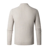 Men’s Ribbed Half Zip Jumper | High Collar Knit | Zip-Up Sweater | Tailored Fit
