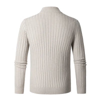 Men’s Ribbed Half Zip Jumper | High Collar Knit | Zip-Up Sweater | Tailored Fit