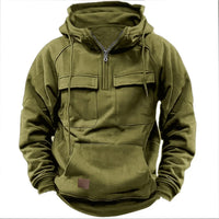 Men’s Tactical Hoodie Pullover with Half Zip | Warm Casual Winter Sweatshirt