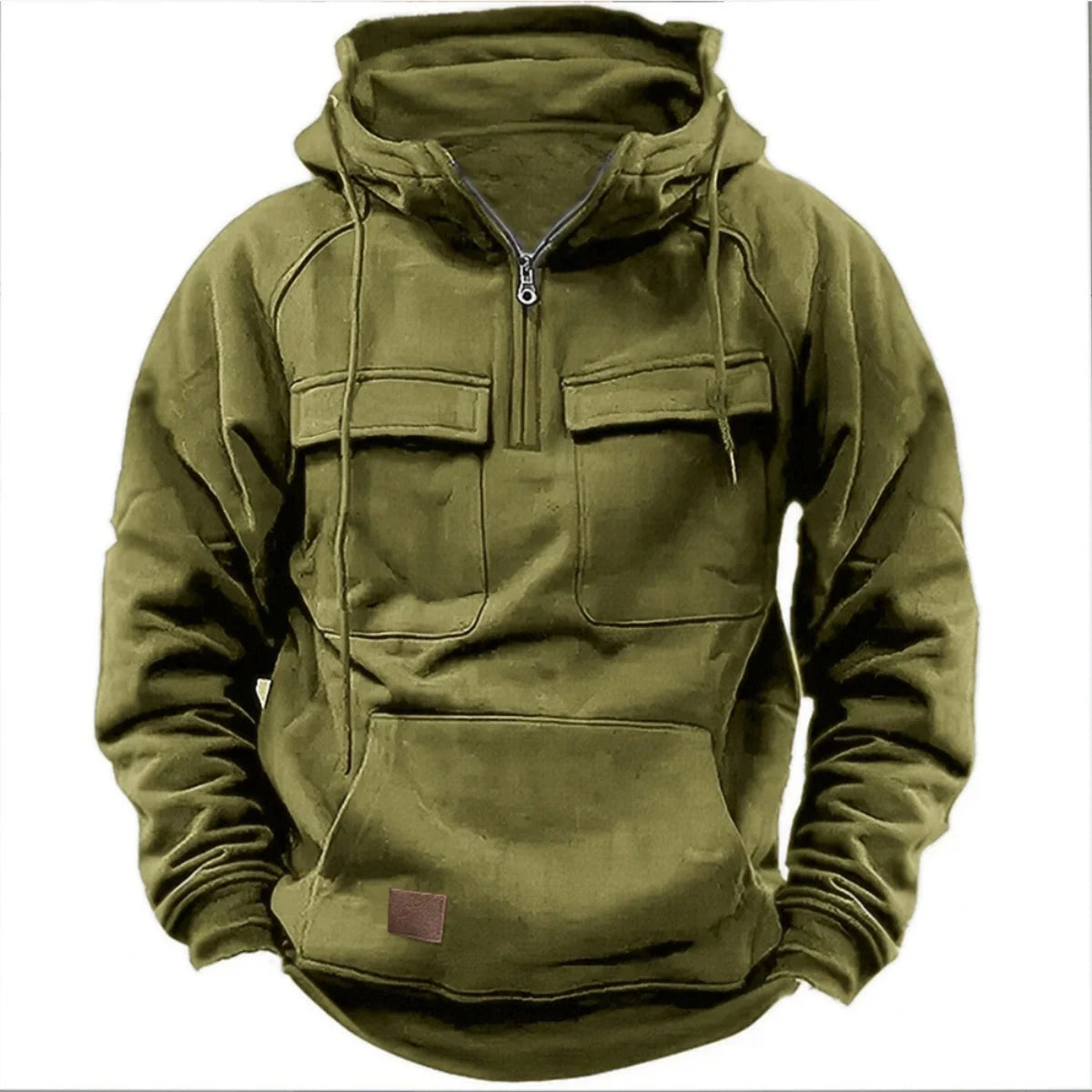 Men’s Tactical Hoodie Pullover with Half Zip | Warm Casual Winter Sweatshirt
