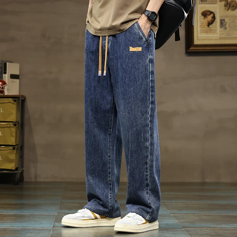Men’s Drawstring Wide Leg Jeans | Relaxed Fit | Street Style