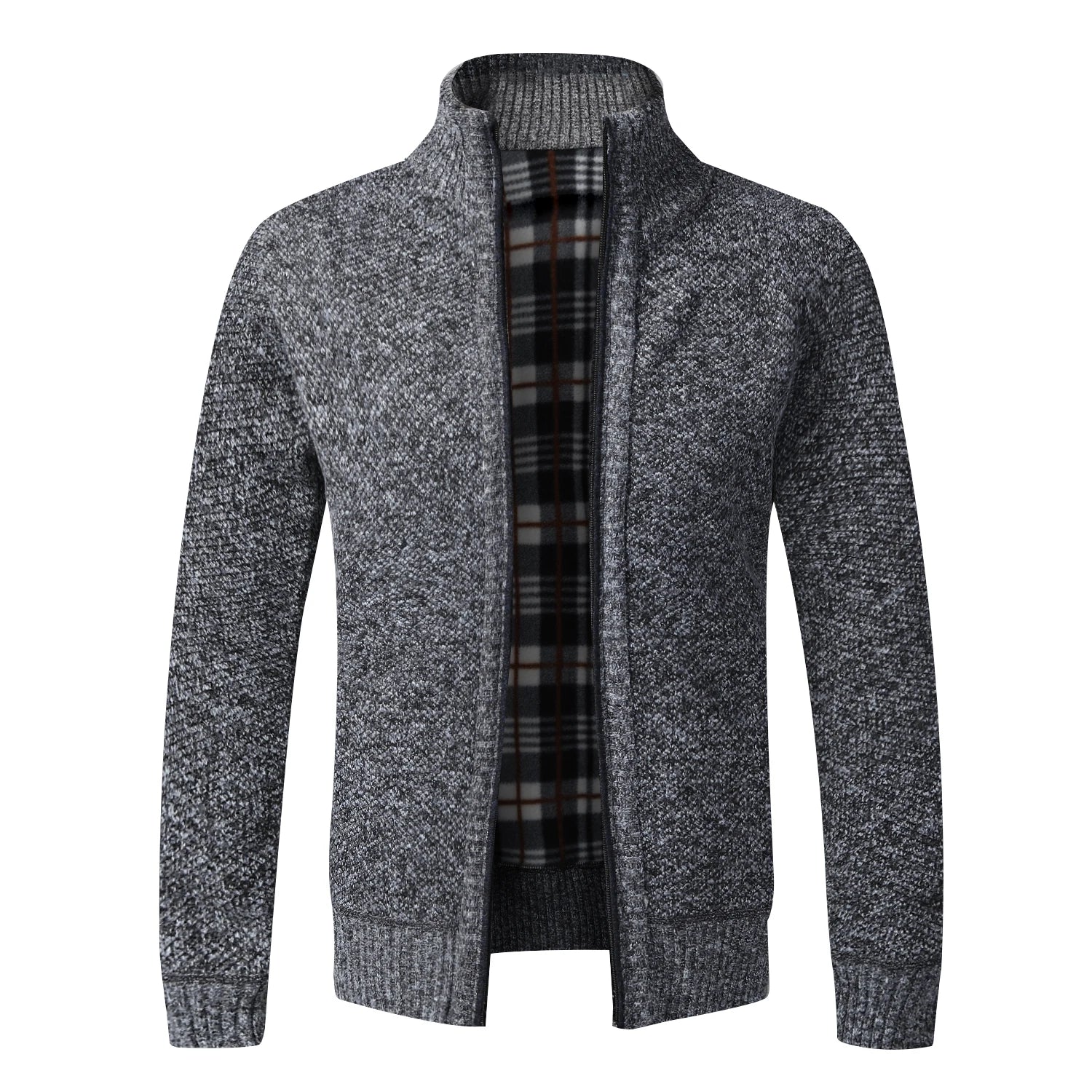 Men’s Knitted Cardigan with Full Zip Style | Warm Fleece Lined Winter Sweater