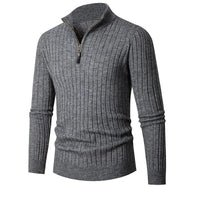 Men’s Ribbed Half Zip Jumper | High Collar Knit | Zip-Up Sweater | Tailored Fit