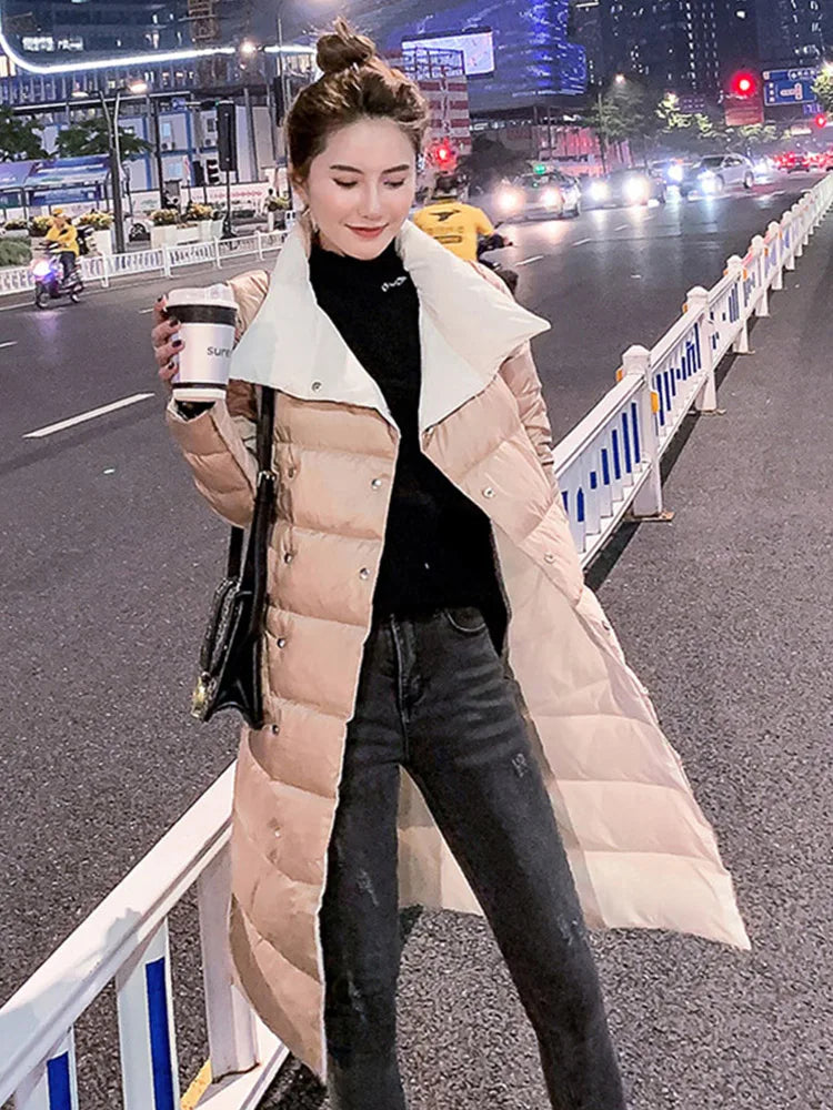 Women’s Long Winter Coat in Classic Overcoat Style | Warm Ladies Padded Jacket