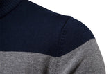 Men’s Striped Quarter Zip Jumper | High Collar Sweater | Slim Fit Knit | Autumn Layer