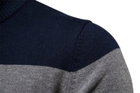 Men’s Striped Quarter Zip Jumper | High Collar Sweater | Slim Fit Knit | Autumn Layer