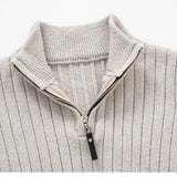Men’s Ribbed Half Zip Jumper | High Collar Knit | Zip-Up Sweater | Tailored Fit