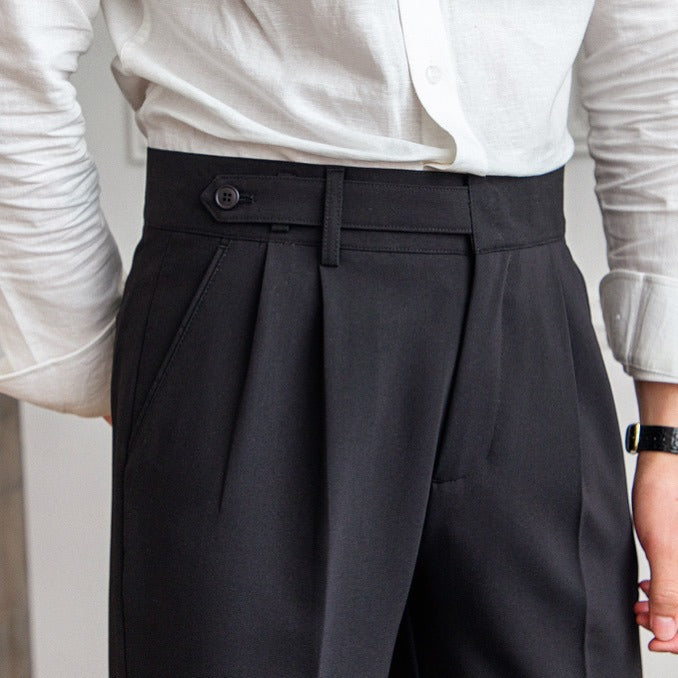 Men’s Old Money Tailored Trousers | Pleated Design | Straight-Leg Fit | Classic Elegance