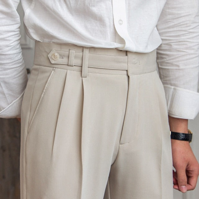 Men’s Old Money Tailored Trousers | Pleated Design | Straight-Leg Fit | Classic Elegance