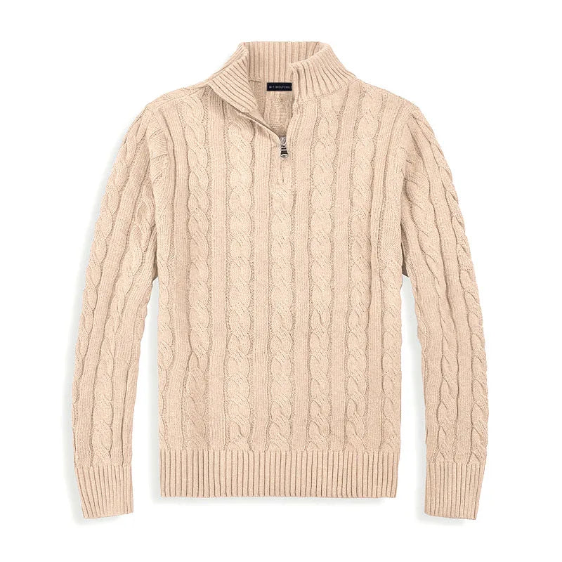 Men’s Half Zip Sweater | Quarter Zip Jumper | Ribbed Hem | Smart Knitwear