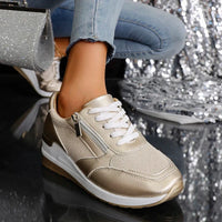 Women’s Metallic Trainers | Lace Up | Zip Detail