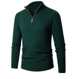 Men’s Ribbed Half Zip Jumper | High Collar Knit | Zip-Up Sweater | Tailored Fit