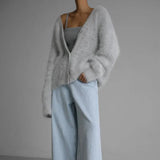 Women’s V-Neck Fluffy Cardigan | Ultra-Soft Knit | Cozy Lightweight Layer