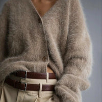 Women’s V-Neck Fluffy Cardigan | Ultra-Soft Knit | Cozy Lightweight Layer