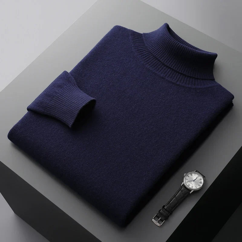 Men’s Turtleneck Jumper | Lightweight Roll Neck | Autumn Knitwear | Long Sleeve Layer