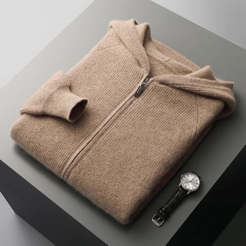 Men’s Knitted Hoodie | Zip-Up Sweater | Soft Hooded Knit | Autumn Layering Piece