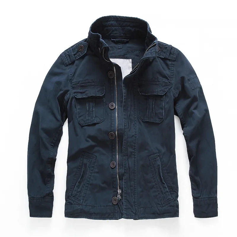 Men’s Cargo Denim Jacket | Multi-Pocket | Casual Outerwear