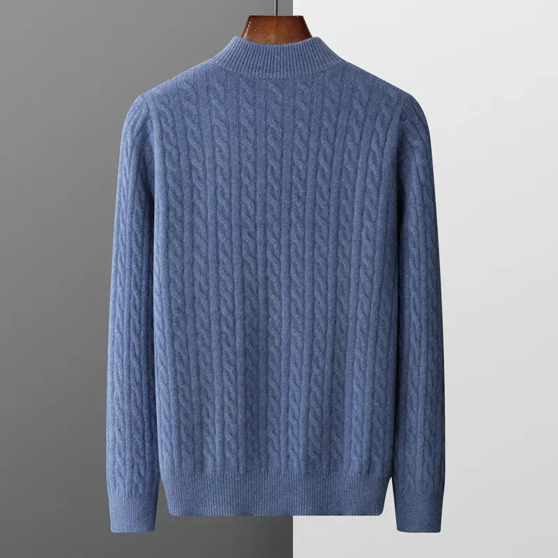 Quarter Zip Cable Knit Sweater | Slim Fit | Warm Autumn Layer | Men's Jumper