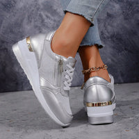 Women’s Metallic Trainers | Lace Up | Zip Detail