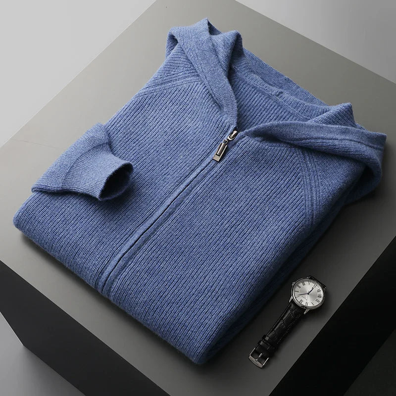 Men’s Knitted Hoodie | Zip-Up Sweater | Soft Hooded Knit | Autumn Layering Piece