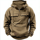 Men’s Tactical Hoodie Pullover with Half Zip | Warm Casual Winter Sweatshirt