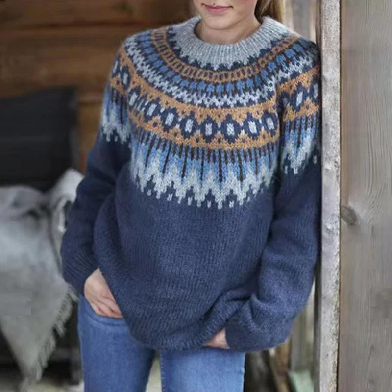 Women’s Fair Isle Knitted Jumper | Warm Norwegian Winter Sweater