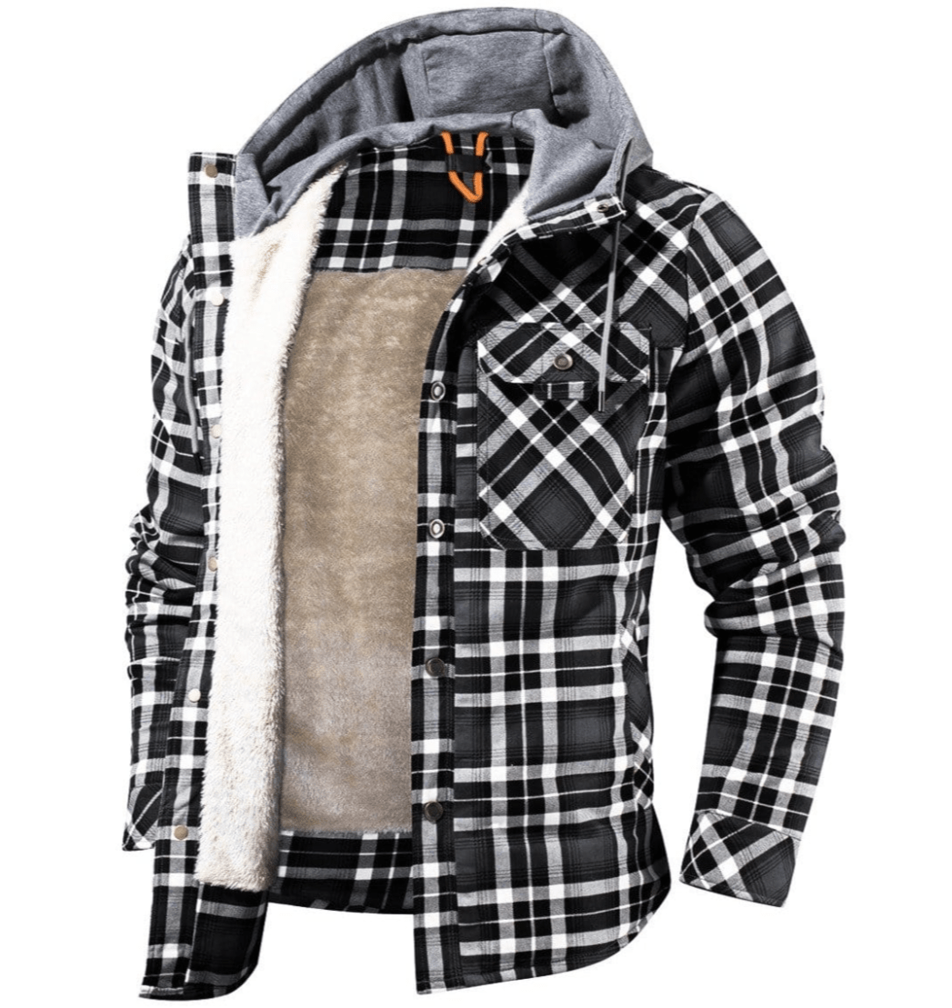 Men’s Fleece Jacket with Hood and Faux Fur Lining | Warm Winter Outdoor Coat